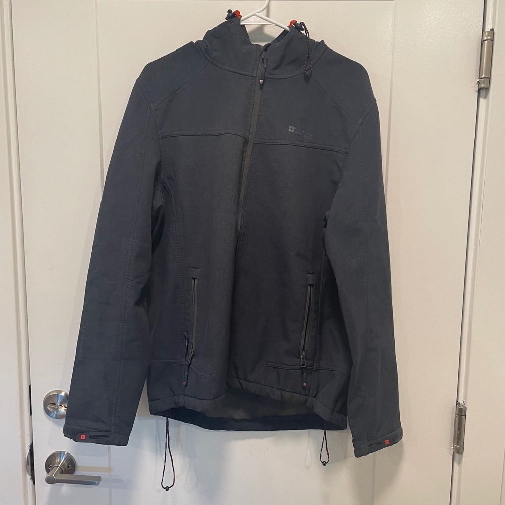 Mountain Warehouse Mens Softshell Jacket Gray Hooded Fleece Lined Showerproof L